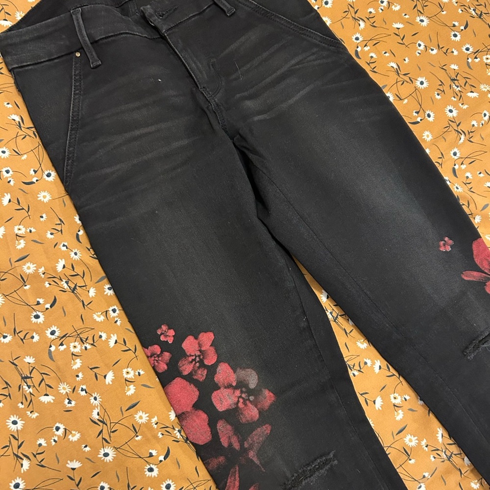 Guess Floral Black Jeans